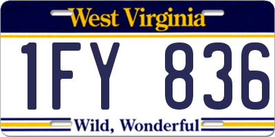 WV license plate 1FY836