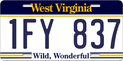 WV license plate 1FY837
