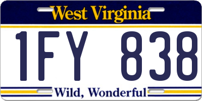 WV license plate 1FY838