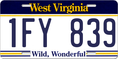 WV license plate 1FY839