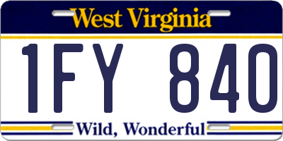 WV license plate 1FY840