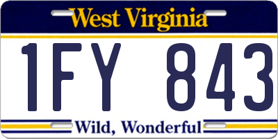 WV license plate 1FY843
