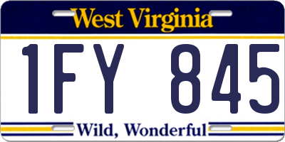 WV license plate 1FY845