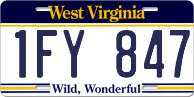 WV license plate 1FY847