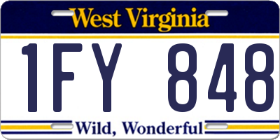 WV license plate 1FY848