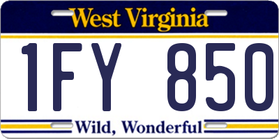 WV license plate 1FY850