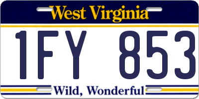 WV license plate 1FY853