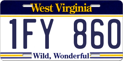WV license plate 1FY860