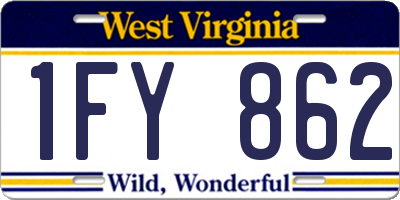 WV license plate 1FY862