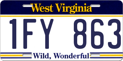 WV license plate 1FY863