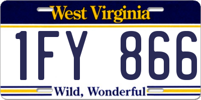 WV license plate 1FY866