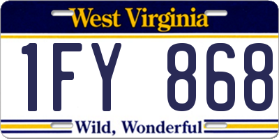 WV license plate 1FY868