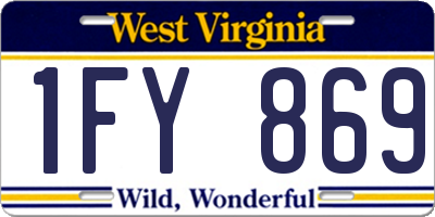 WV license plate 1FY869