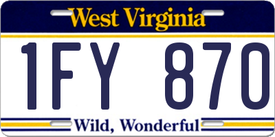 WV license plate 1FY870