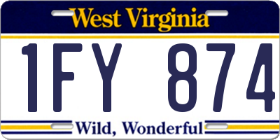 WV license plate 1FY874