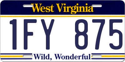 WV license plate 1FY875