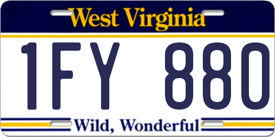 WV license plate 1FY880