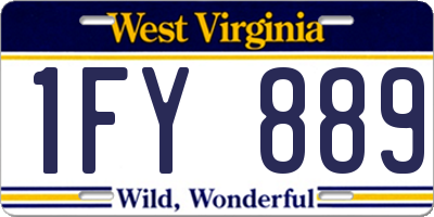 WV license plate 1FY889