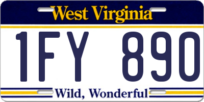 WV license plate 1FY890