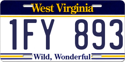 WV license plate 1FY893