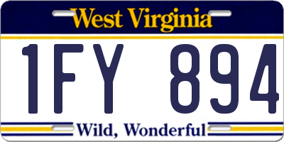 WV license plate 1FY894