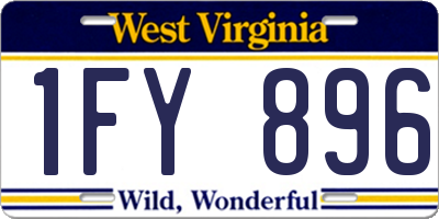 WV license plate 1FY896