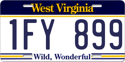 WV license plate 1FY899