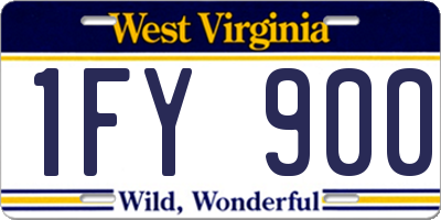 WV license plate 1FY900