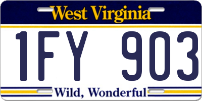 WV license plate 1FY903