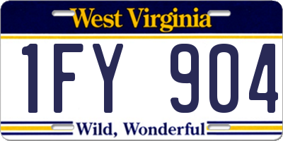 WV license plate 1FY904