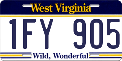 WV license plate 1FY905