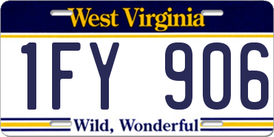 WV license plate 1FY906
