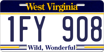 WV license plate 1FY908