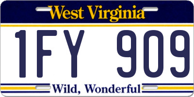 WV license plate 1FY909