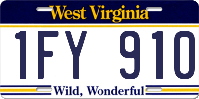 WV license plate 1FY910