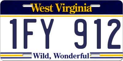 WV license plate 1FY912