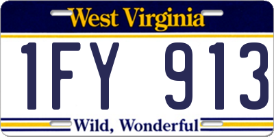 WV license plate 1FY913