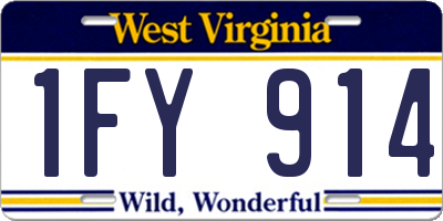 WV license plate 1FY914