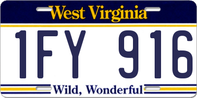 WV license plate 1FY916