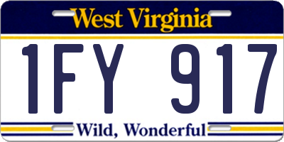 WV license plate 1FY917