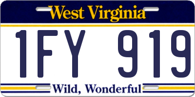 WV license plate 1FY919