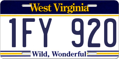 WV license plate 1FY920