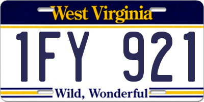 WV license plate 1FY921