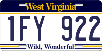 WV license plate 1FY922