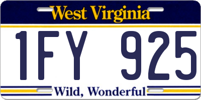 WV license plate 1FY925