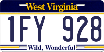 WV license plate 1FY928