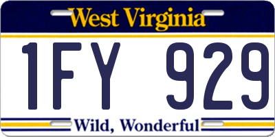 WV license plate 1FY929