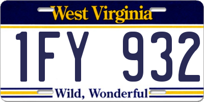 WV license plate 1FY932