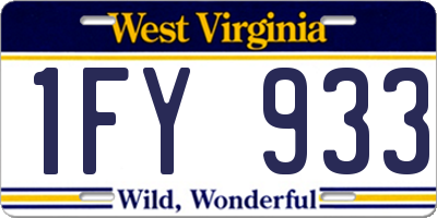 WV license plate 1FY933