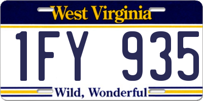 WV license plate 1FY935